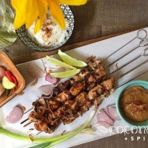 Goat in Banana Leaves with Spicy Peanut Sauce